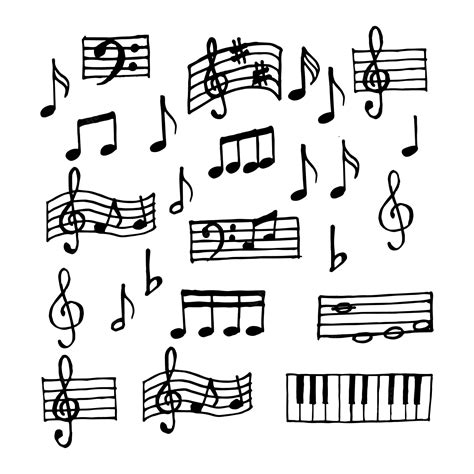 Premium Vector Set Musical Notes Treble Clef And Staves