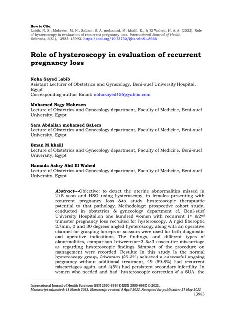 Pdf Role Of Hysteroscopy In Evaluation Of Recurrent Pregnancy Loss