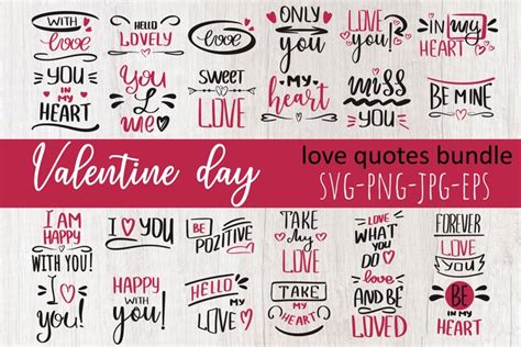 Valentine day. Love quotes bundle - 24 svg