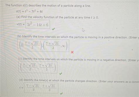 Solved The Function S T Describes The Motion Of A Particle Chegg