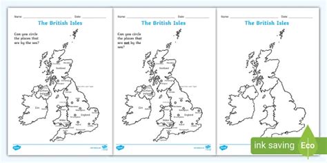 The United Kingdom Seaside Map Worksheet Lehrer Gemacht Worksheets