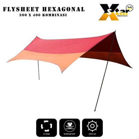 Jual Flysheet Hexagonal X Waterproof Kanopi Tenda Atap Tenda