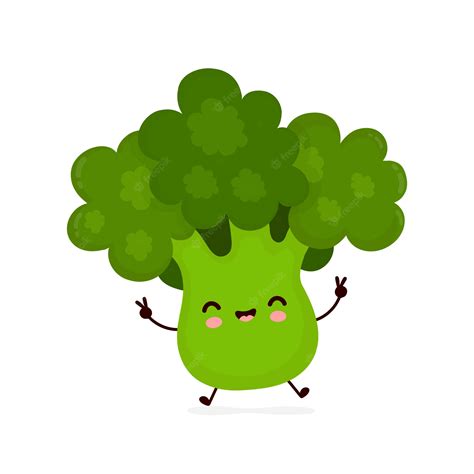 Premium Vector Cute Happy Smiling Broccoli Vegetable Cartoon Character