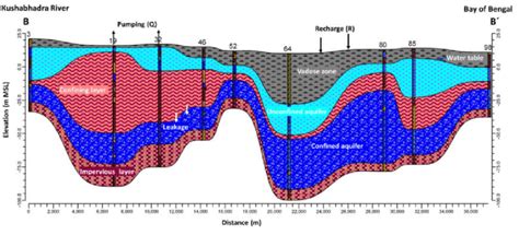 Conceptual model of the study area at B-B' cross-section (adapted from ... 
