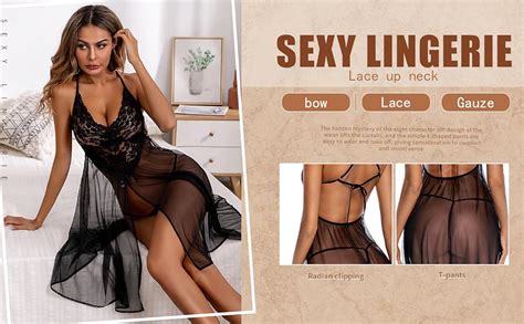 ADSEXY Lingerie For Women Lace Sheer Sleeveless Chemise Sexy Mini