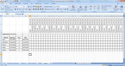 Teknik Ofis: Excel ile Basit İş Programı Hazırlama - 2.Çözüm