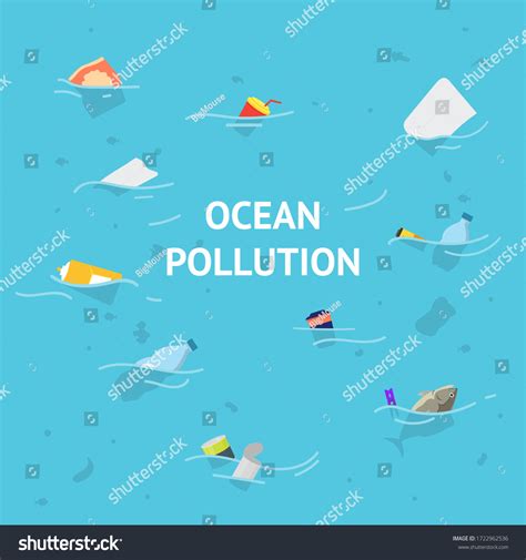 Cartoon Plastic Ocean Pollution Concept Card Stock Vector (Royalty Free ...