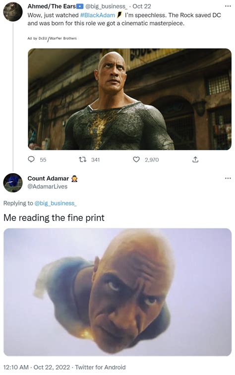 Me Reading the Fine Print | Flying Black Adam | Know Your Meme