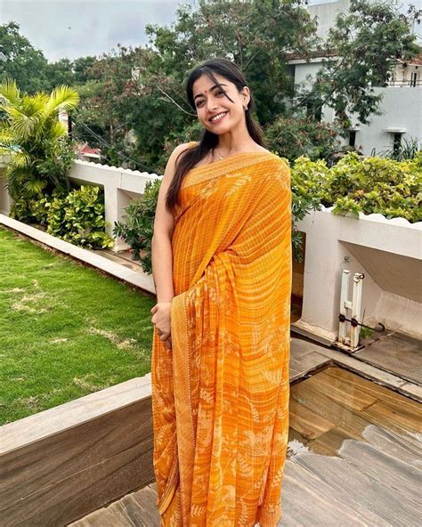 Rashmika Mandanna in Yellow Saree | Fancy sarees party wear, Yellow ...