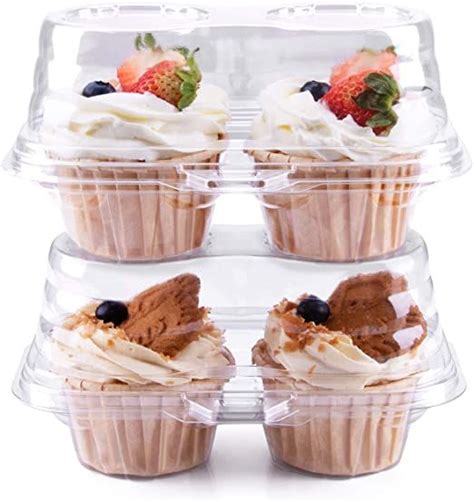 HIMETSUYA 2 Cavity Cupcake Boxes Stackable Regular Cupcake Carrier