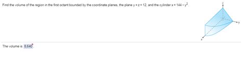 Solved Find The Volume Of The Region In The First Octant Chegg