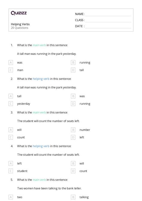 50 Verbs Worksheets For 5th Grade On Quizizz Free And Printable