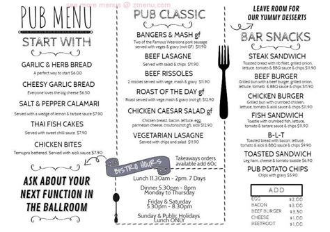 Menu at Criterion Hotel Warwick pub & bar, Warwick