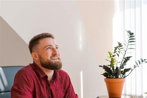 Premium Photo Portrait Happy Businessman Wearing A Shirt And Looking