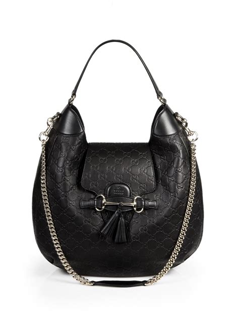 Gucci Emily Ssima Leather Hobo Bag In Black Lyst