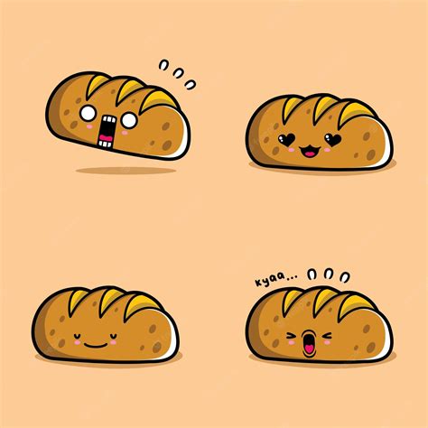 Premium Vector Vector Illustration Of Cute Bread Emoji