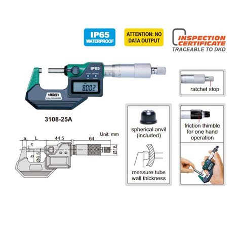 Insize Digital Outside Micrometer Mm Ip Rated A Toolchamp In