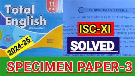 Isc Xi Total English Solution Answers Of Specimen Paper