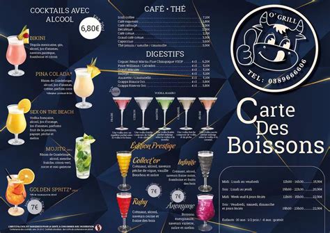 Carte Des Boissons Carte Des Boissons Carte De Bar Carte Restaurant