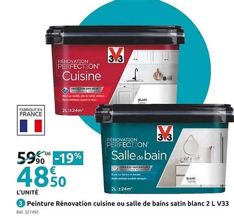 Promo Peinture R Novation Cuisine Ou Salle De Bains Satin Blanc L V