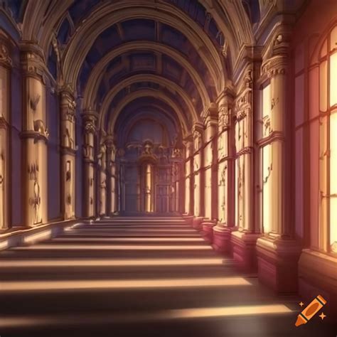 Anime Palace Hall With Realistic Details And Lighting