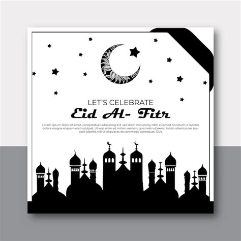 Un Cartel Para Eid Al Fitr Con Una Luna Creciente Y Una Estrella En