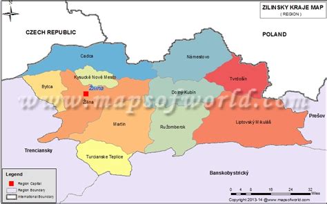 Zilina Mapa, Map of Zilina Region (kraj), Slovakia