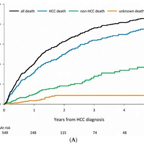 Cumulative Mortality Risk For Hepatocellular Carcinoma According To