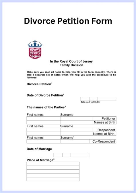 Sample Printable DIVORCE PAPER Forms Template 2023