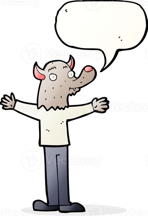 cartoon friendly werewolf with speech bubble 42328271 PNG