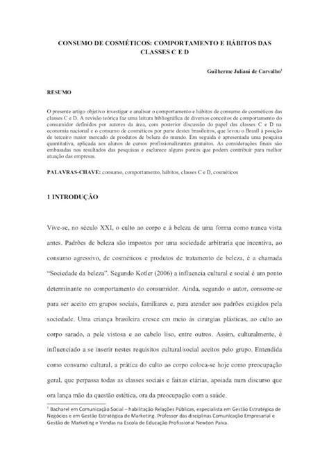 Pdf Consumo De Cosm Ticos Comportamento E H Bitos A Revis O