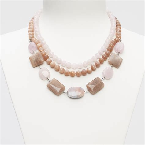 Collana A Tre Fili In Quarzo Rosa Pietra Di Luna Morganite Ed Agata