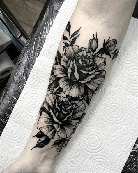 Blackwork Floral Forearm Tattoo By Dmitriytkach Tattoos Body