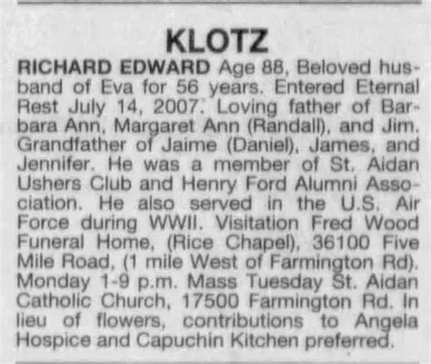 Richard Edward Klotz 1919 2007 Find A Grave Memorial