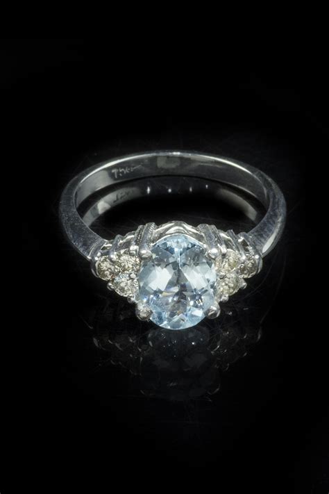 Ct White Gold Aquamarine And Diamond Trefoil Ring Goodwins