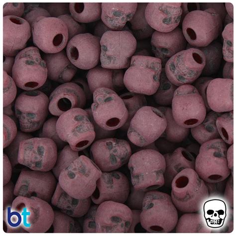 Cranberry Antique 11mm Skull Pony Beads 150pcs