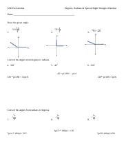 AnglesHandout Docx GSE PreCalculus Degrees Radians Special Right