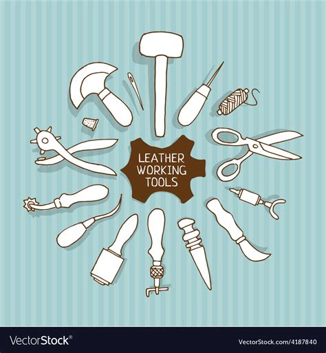 Hand Drawn Leather Working Tools Royalty Free Vector Image