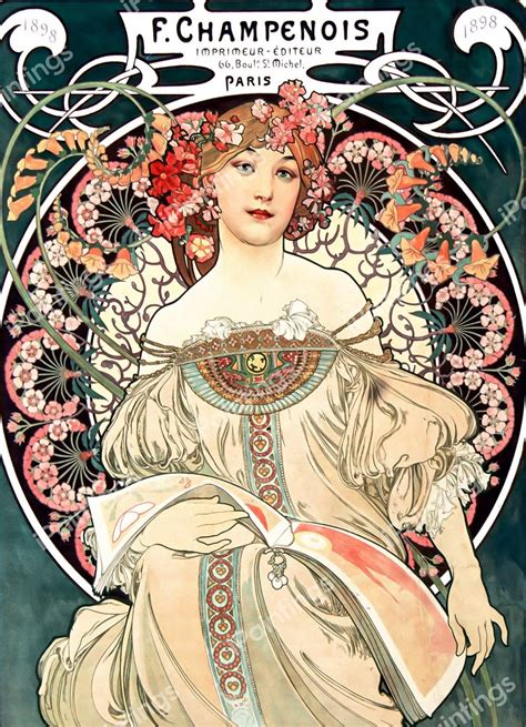 F Champenois Imprimeur Editeur 1897 Painting By Alphonse Mucha