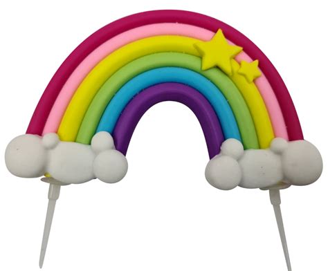 3 Piece Rainbow And Unicorns Cake Topper Evelay