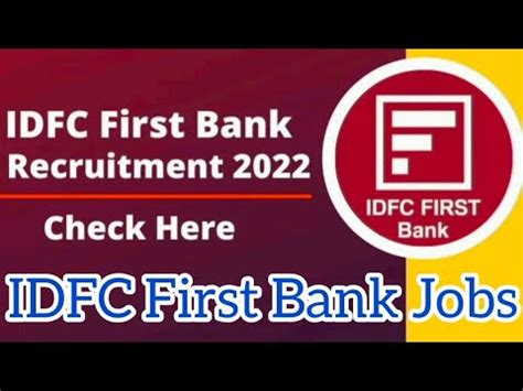 IDFC First Bank Recruitment IDFC Bank Hiring Freshers IDFC First