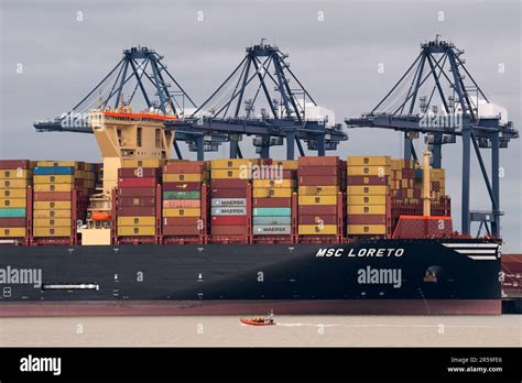 A Lifeboat Passes The World S Largest Cargo Ship MSC Loreto As She