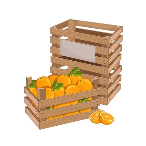 Premium Vector Wooden Box Full Of Orange