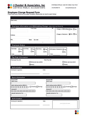 Fillable Online Employee Change Form Pdf Fax Email Print Pdffiller