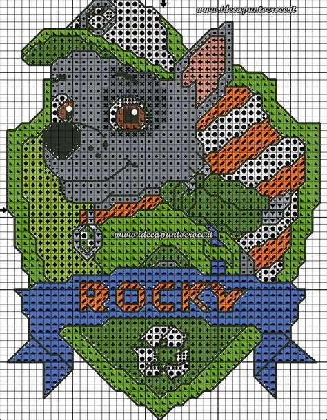 Paw Patrol Rocky Schema Punto Croce Cross Stitch Disney Cross Stitch