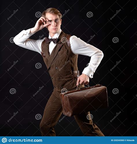 An Intelligent Gentleman In The Victorian Style Vintage Retro Stock