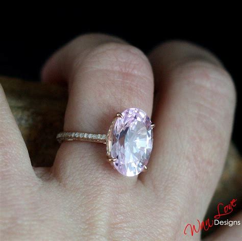 Custom Celebrity Light Pink Sapphire Diamond Engagement Ring Oval 9ct