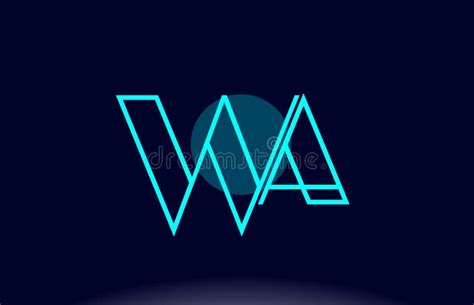 Wa W A Blue Line Circle Alphabet Letter Logo Icon Template Vector