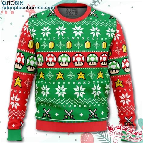 Super Mario Ugly Christmas Sweater Aop Sweater Robinplacefabrics