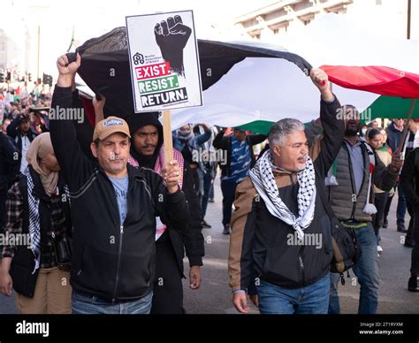 Pro Palestinian Marchers In London Uk At The Palestine Solidarity